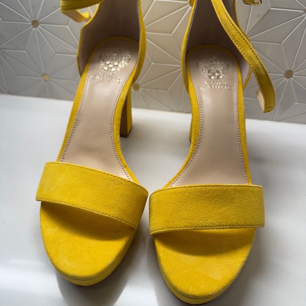 Vince Camuto Sunny Yellow Ankle Strap Heels